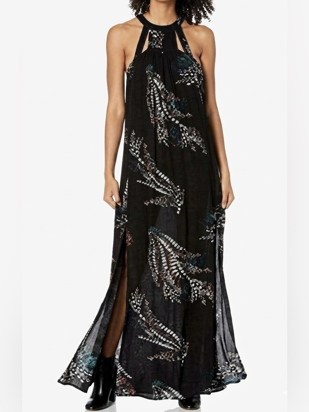 O’Neill Luka Woven Maxi Dress – Black Print, Size XS